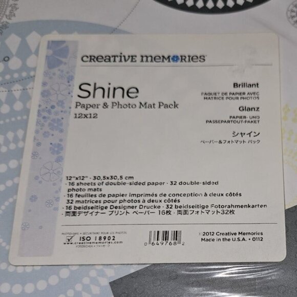 NEW Creative Memories 12x12 Shine Paper & Photo Mat Pack Brilliant 2012 SEALED - Picture 3 of 4